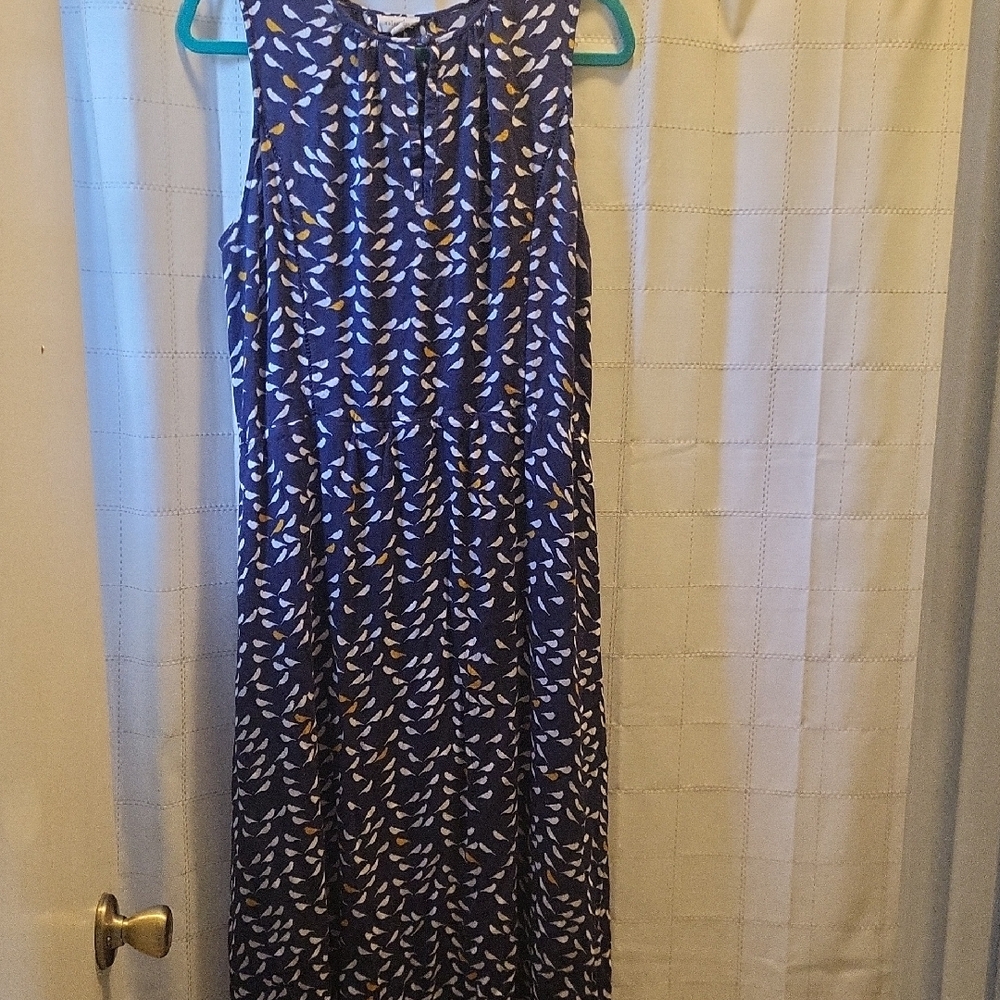 Maison Jules Navy Blue and White Bird Patterned Sleeveless Dress
